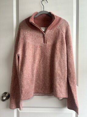 Aspen Ribbed Half-Zip Pullover Sweater - Dusty Rose